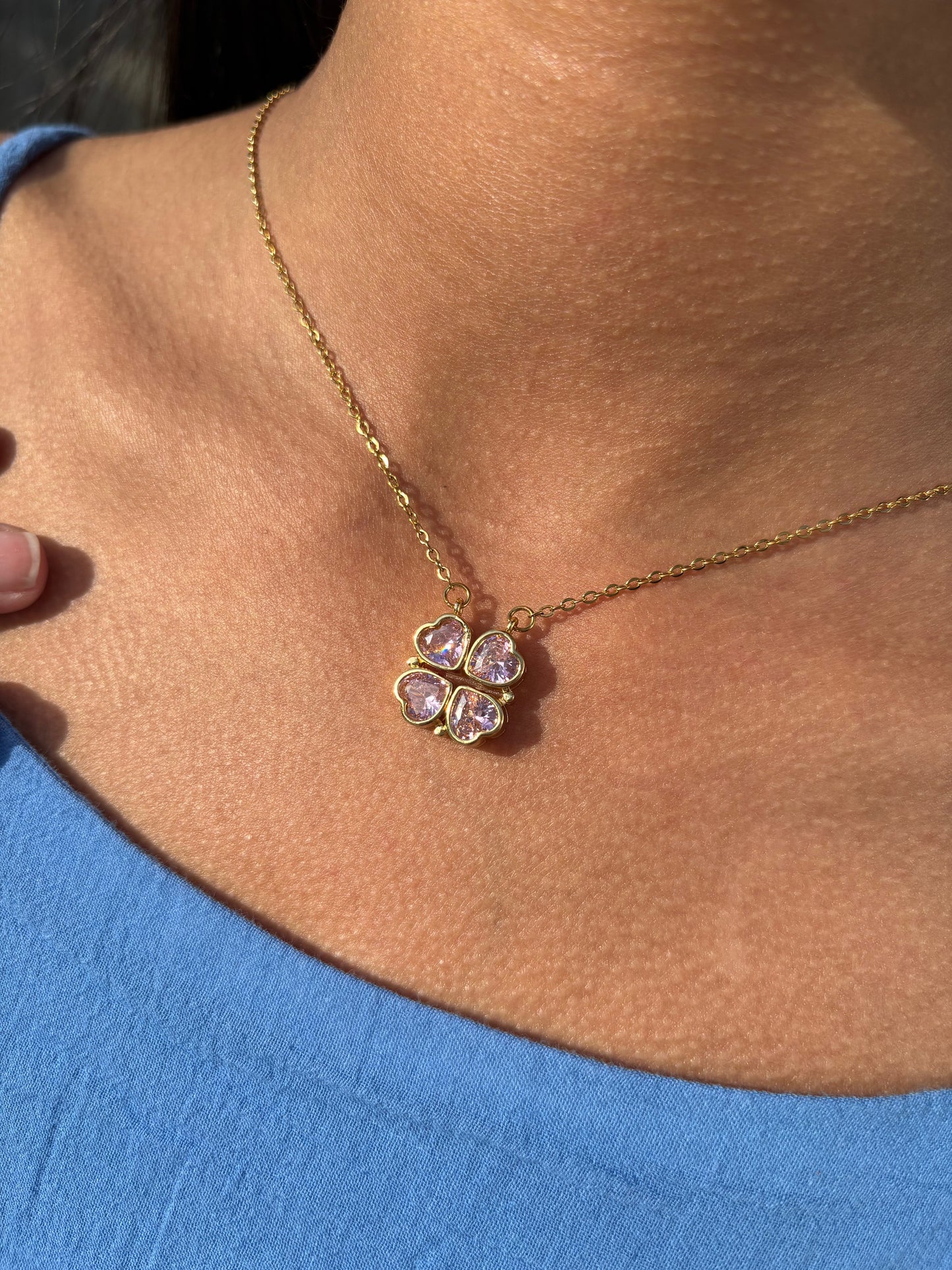 Pink Heart Crystal Necklace