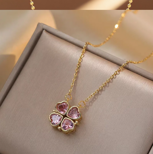Pink Heart Crystal Necklace