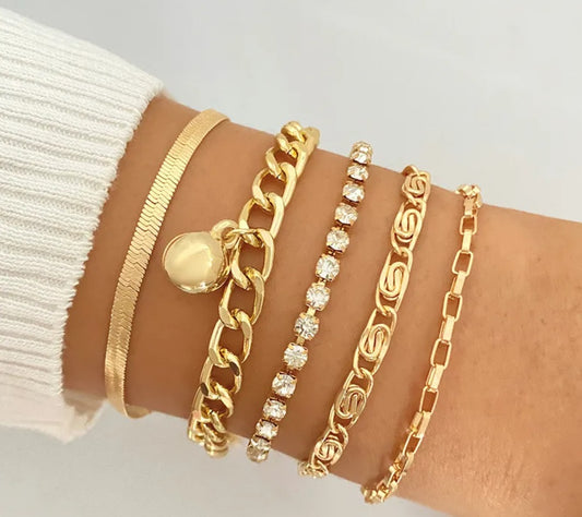 Gold Stack Bracelet Set